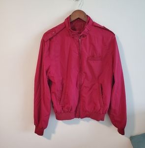 Aberdeen bomber jacket burgundy size L zip up button collar retro classic